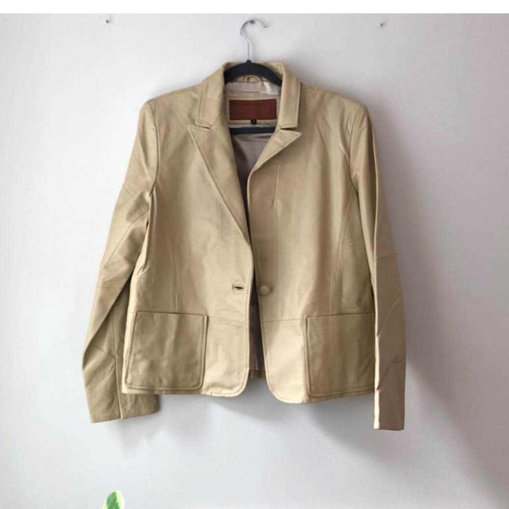 Vintage beige leather blazer.